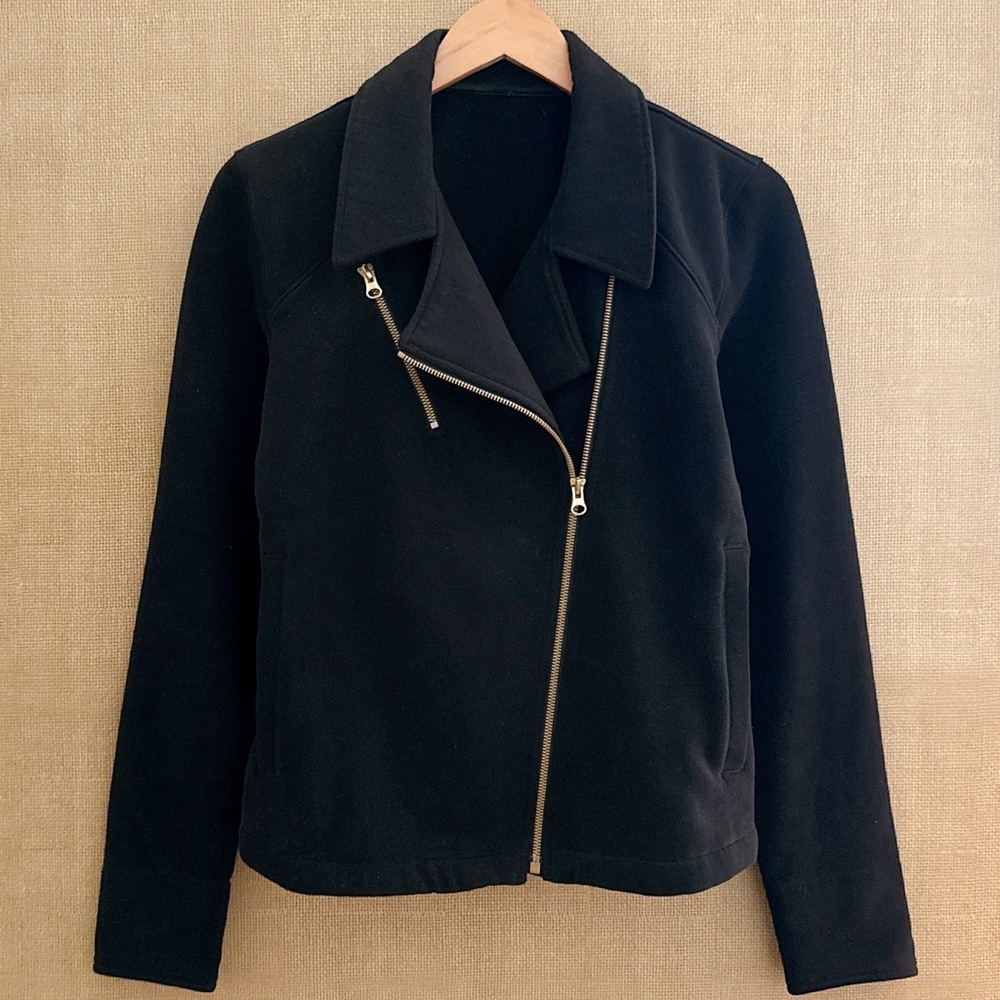 Lululemon Jacket Lab Shadow Black 6 Small Moto Cotton Fleece Knit Coat